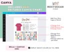 Editable Bella + Canvas 3001 Size + Color Chart