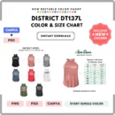 Editable District DT137L Color + Size Chart