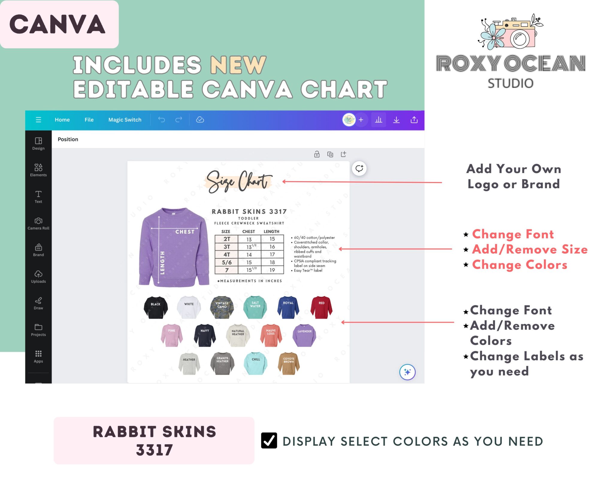 Editable Rabbit Skins 3317 Size + Color Chart - Image 2