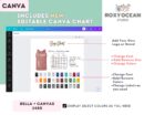 Editable Bella Canvas 3480 Size + Color Chart