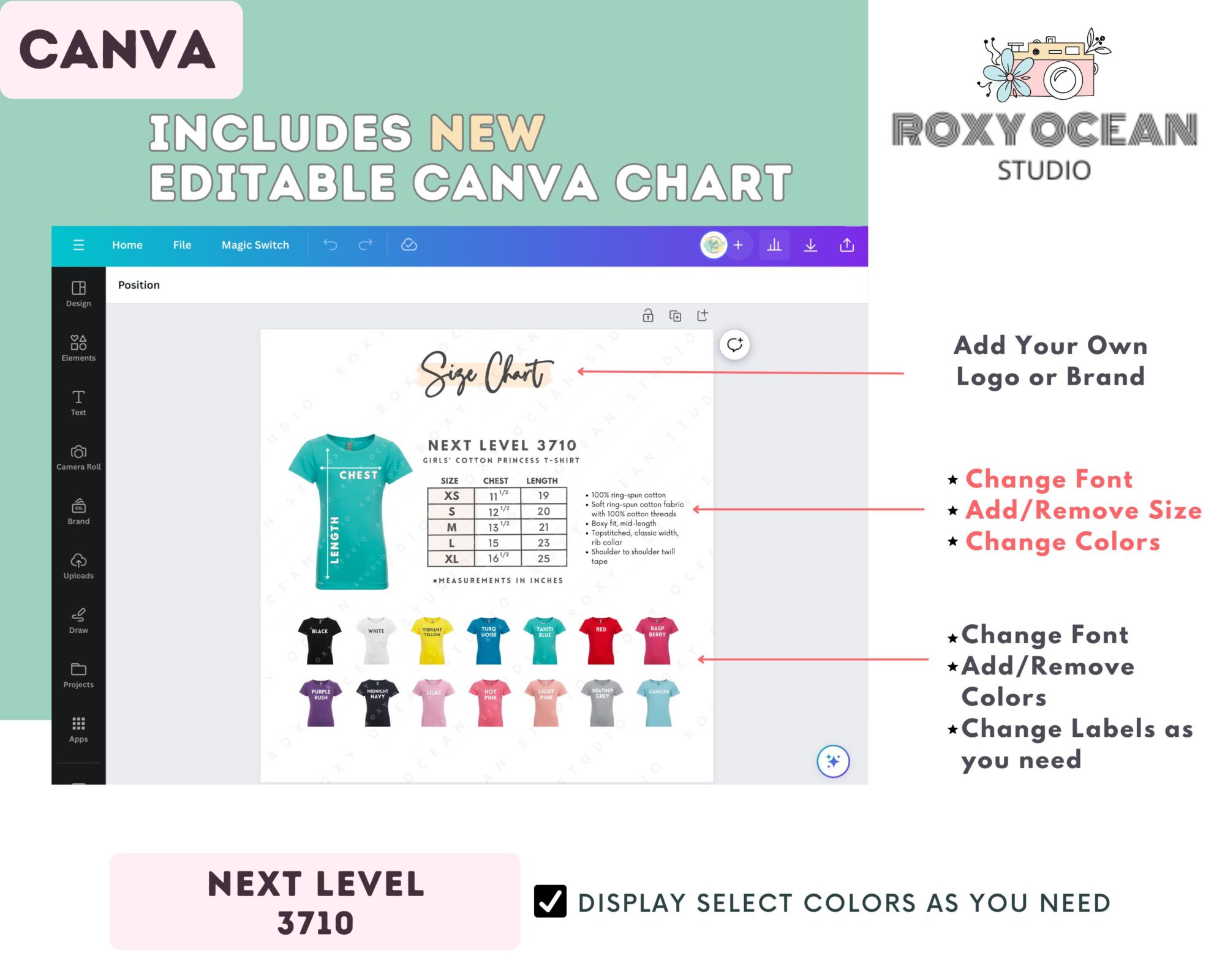 Editable Next Level 3710 Size + Color Chart - Image 2