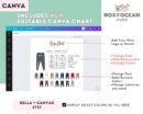 Editable Bella Canvas 3727 Size + Color Chart