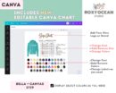 Editable Bella Canvas 3739 Size + Color Chart