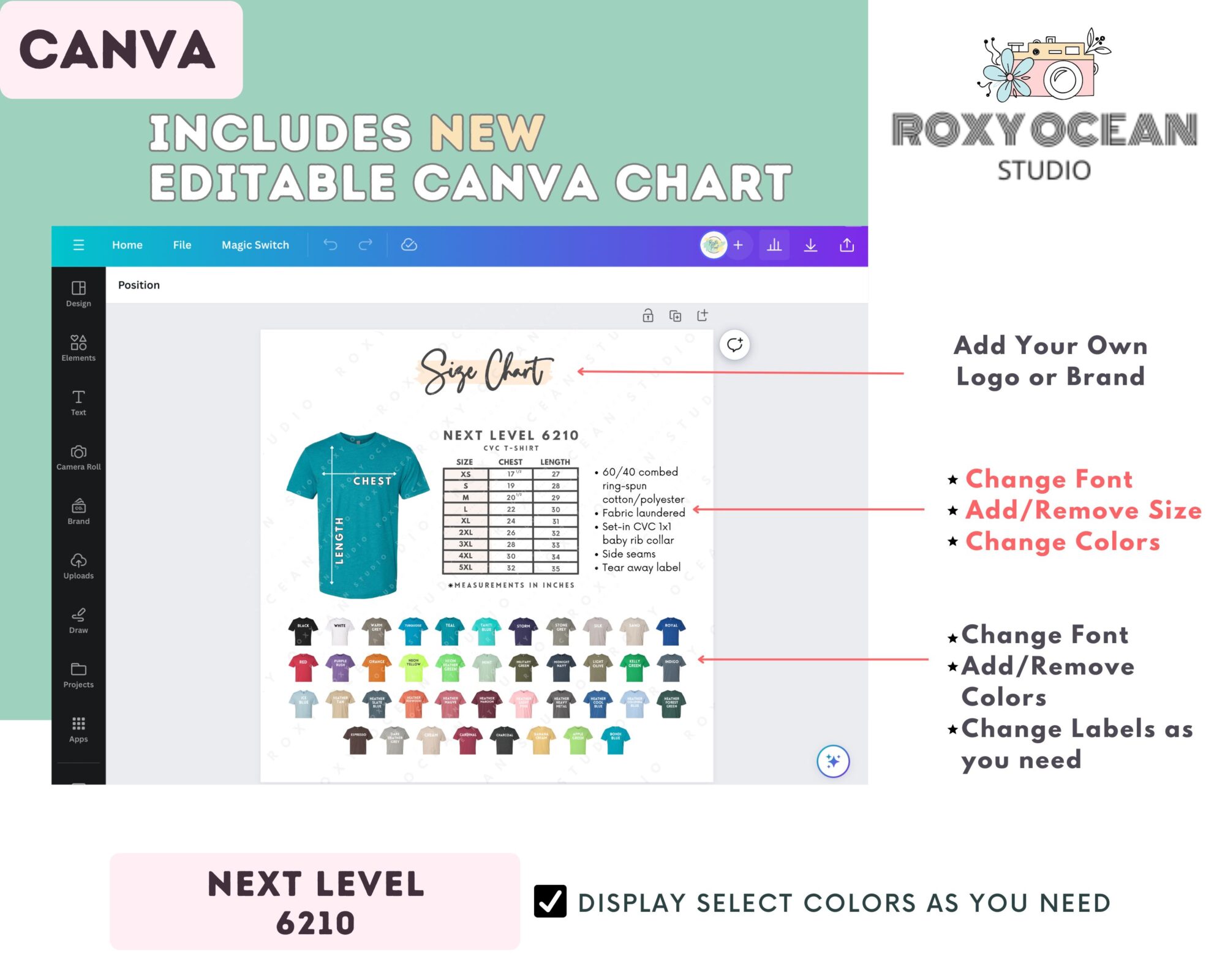 Editable Next Level 6210 Size + Color Chart - Image 2