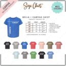 Editable Bella Canvas 3413T Size + Color Chart