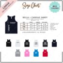 Editable Bella Canvas 3480Y Size + Color Chart