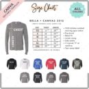 Editable Bella Canvas 3512 Size + Color Chart