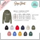 Editable Bella Canvas 3719Y Size + Color Chart