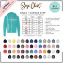 Editable Bella Canvas 3739 Size + Color Chart