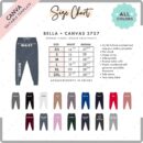 Editable Bella Canvas 3727 Size + Color Chart