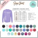 Editable Comfort Colors 4410 Size + Color Chart