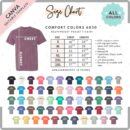 Editable Comfort Colors 6030 Size + Color Chart