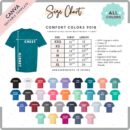 Editable Comfort Colors 9018 Size + Color Chart