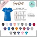 Editable Gildan 880 Size + Color Chart