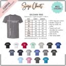 Editable Gildan 980 Size + Color Chart