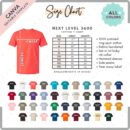 Editable Next Level 3600 Size + Color Chart