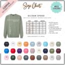 Editable Gildan SF000 Size + Color Chart