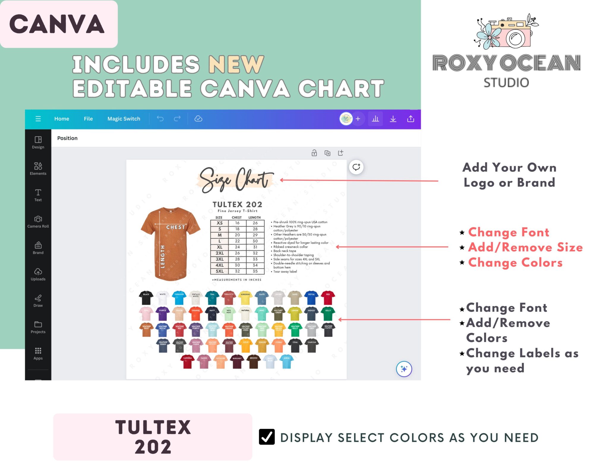 Editable Tultex 202 Size + Color Chart - Image 2