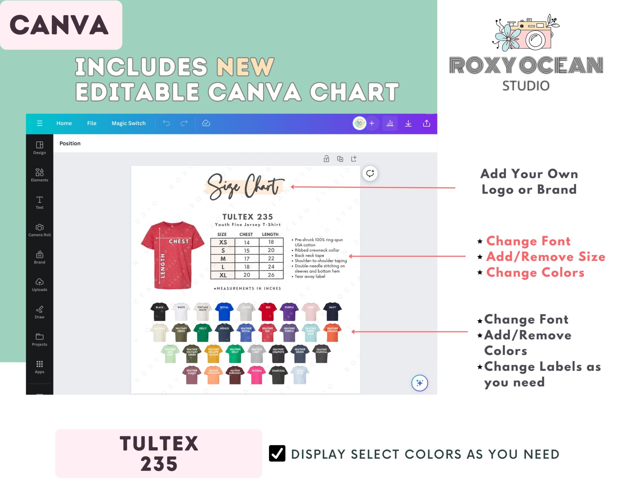 Editable Tultex 235 Size + Color Chart - Image 2