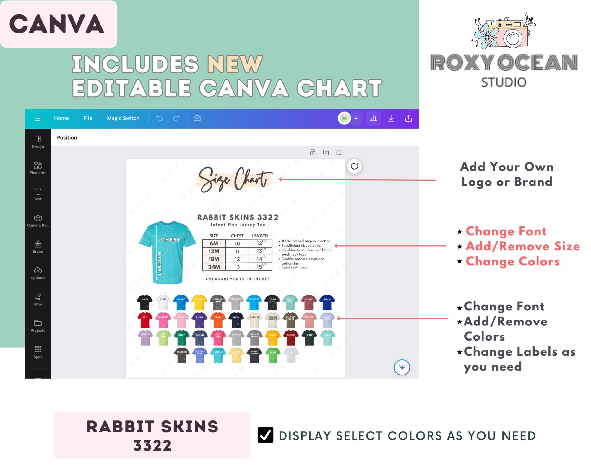 Editable Rabbit Skins 3322 Size + Color Chart - Image 2