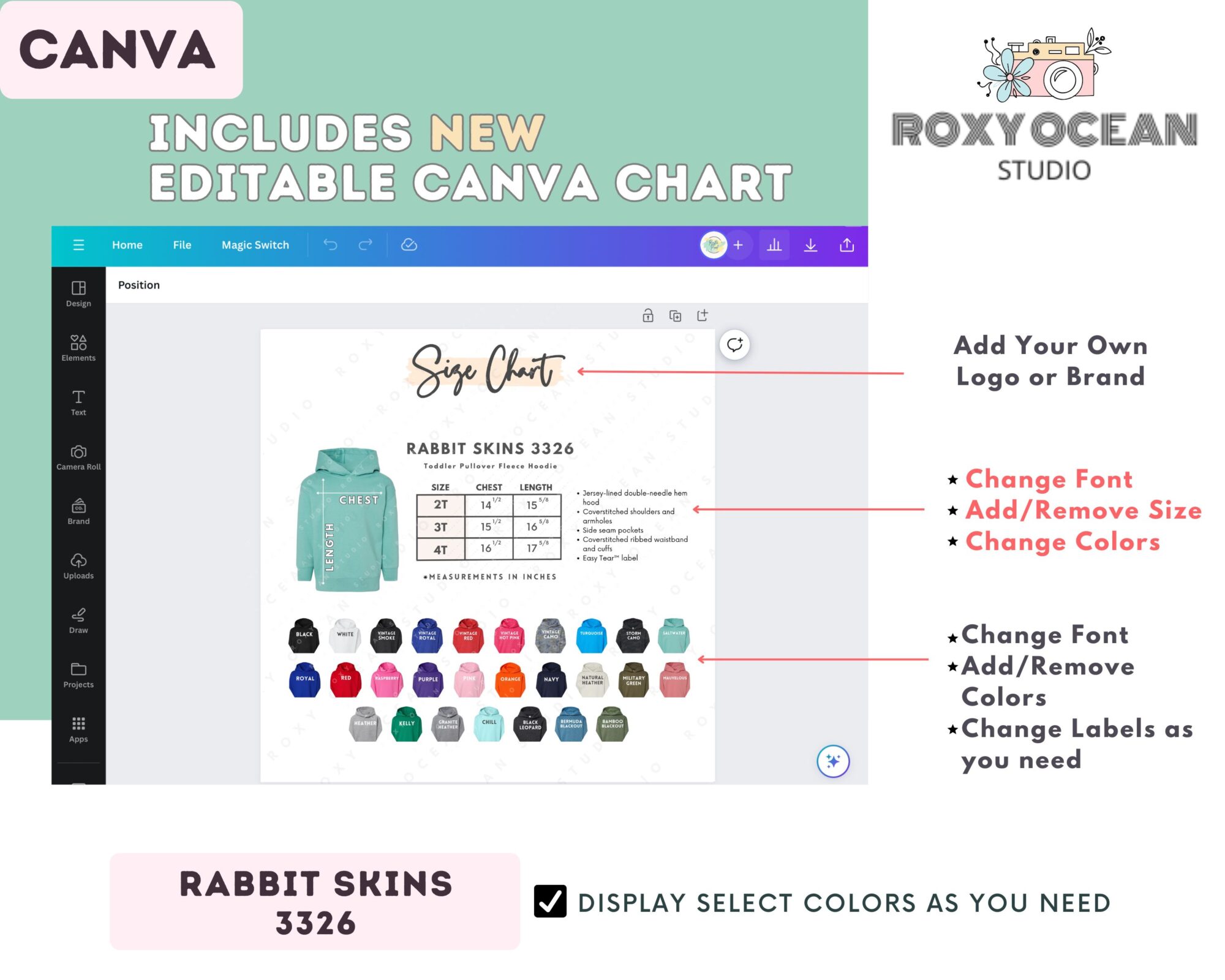 Editable Rabbit Skins 3326 Size + Color Chart - Image 2