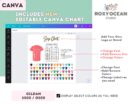 Editable Gildan 5000 Size + Color Chart