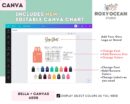 Editable Bella Canvas 6008 Size + Color Chart