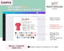 Editable Bella Canvas 6400 CVC  Size + Color Chart