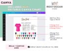 Editable Bella Canvas 6405 Size + Color Chart