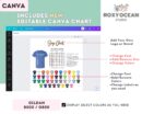 Editable Gildan 8000 Size + Color Chart