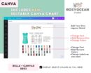 Editable Bella Canvas 8803 Size + Color Chart