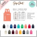 Editable Bella Canvas 6008 Size + Color Chart