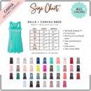 Editable Bella Canvas 8800 Size + Color Chart