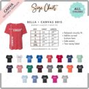 Editable Bella Canvas 8815 Size + Color Chart