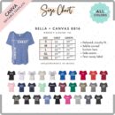 Editable Bella Canvas 8816 Size + Color Chart