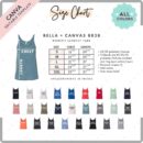 Editable Bella Canvas 8838 Size + Color Chart