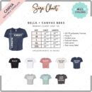 Editable Bella Canvas 8882 Size + Color Chart