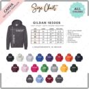 Editable Gildan 18500B Size + Color Chart