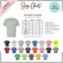 Editable Gildan 42000 Size + Color Chart