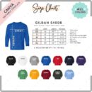 Editable Gildan 5400B Size + Color Chart