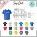 Editable Gildan 64500B Size + Color Chart