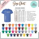 Editable Gildan 8000 Size + Color Chart