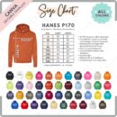 Editable Hanes P170 Size + Color Chart