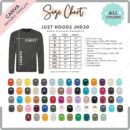 Editable Just Hoods JH030 Size + Color Chart