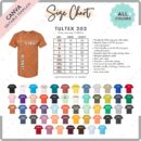 Editable Tultex 202 Size + Color Chart