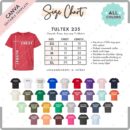 Editable Tultex 235 Size + Color Chart