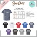 Editable Tultex 265 Size + Color Chart