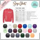 Editable Tultex 340 Size + Color Chart